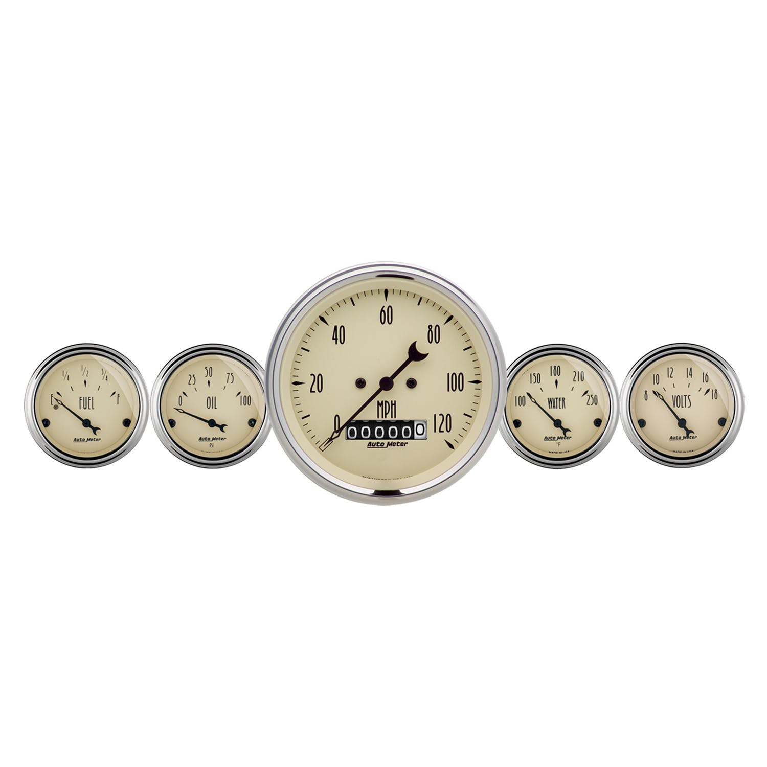 AutoMeter Products 1840 Antique Beige 5 Piece Kit w/3-3/8 Prog. Speedo, w/Wheel Odo