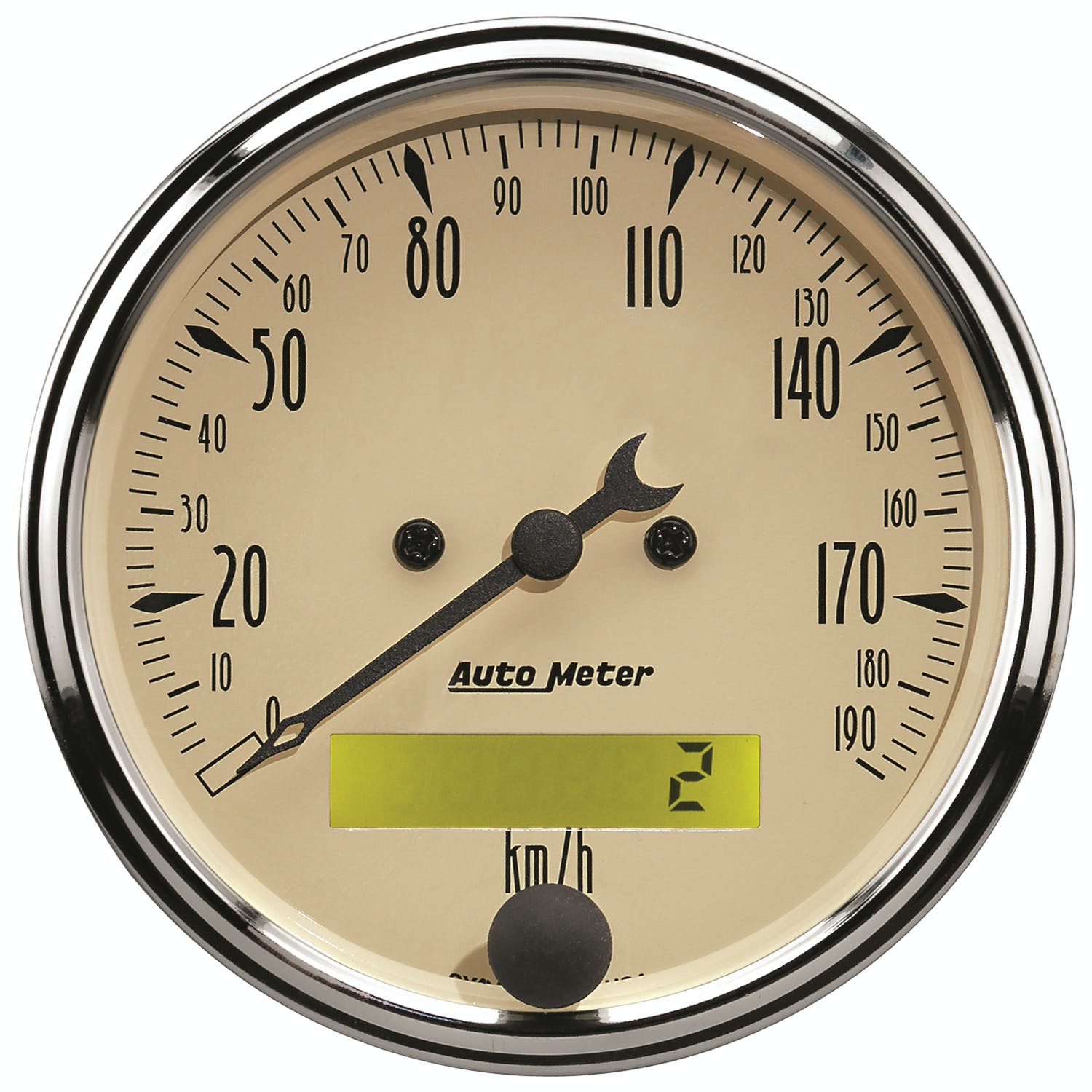 AutoMeter Products 1887-M Gauge; Speedometer; 3 1/8in.; 190km/h; Elec. Prog. w/LCD Odo; Antique Beige