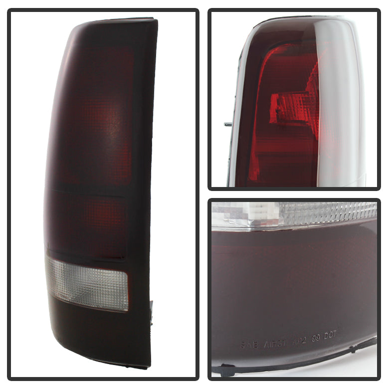 XTUNE POWER 9027161 Chevy Silverado 99 02 GMC Sierra 99 06 and 2007 Sierra Classic OE Style Tail Lights Red Smoke