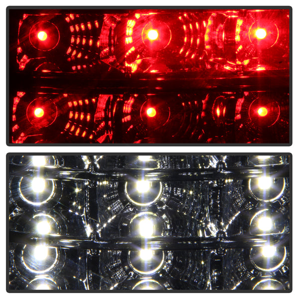 XTUNE POWER 9037627 Chevy Silverado 1500 2500 99 02 (Not Fit Stepside) GMC Sierra 1500 2500 3500 99 06 and 2007 Sierra Classic ““““C Shape““““ LED Tail Lights Red Clear