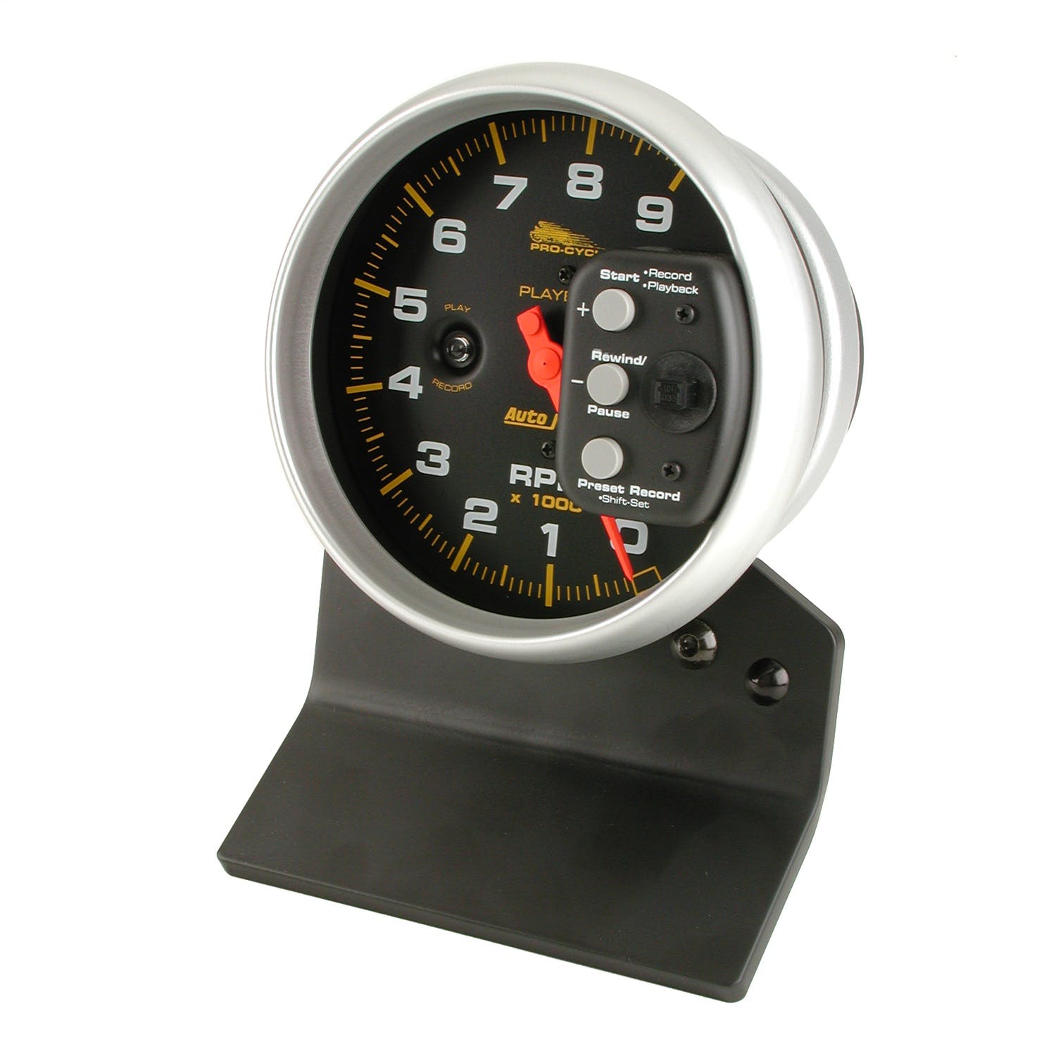 AutoMeter Products 19266 Tachometer Gauge, Black-Pro Cycle 5, 9K RPM, Pedestal with RPM Playback