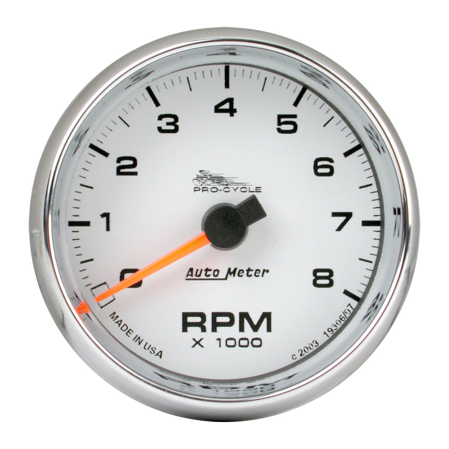 AutoMeter Products 19307 Tachometer Gauge, White-Pro Cycle 2 5/8, 8K RPM, 2and4 Cylinder