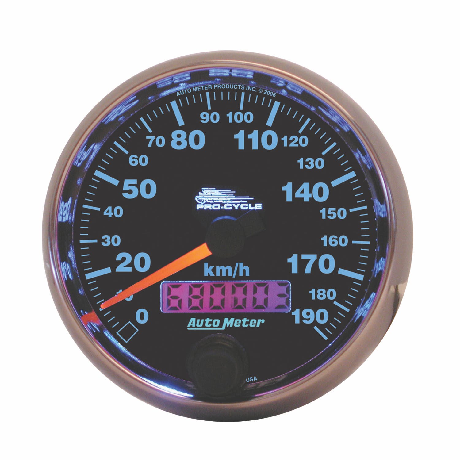 AutoMeter Products 19340-M Speedometer Gauge, Electric Black-Pro Cycle 2 5/8, 190 KMH