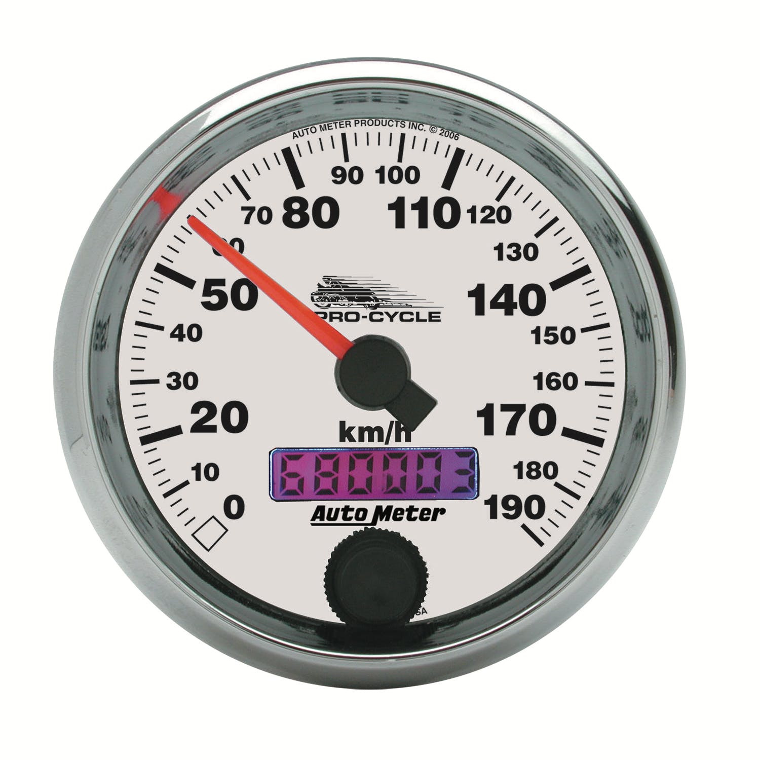 AutoMeter Products 19341-M Speedometer Gauge, Electric, White-Pro Cycle 2 5/8, 190 KMH