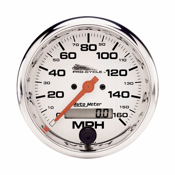 AutoMeter Products 19355 Gauge; Speedo; 3 3/4in.; 160 MPH; ELEC; White; PRO-CYCLE