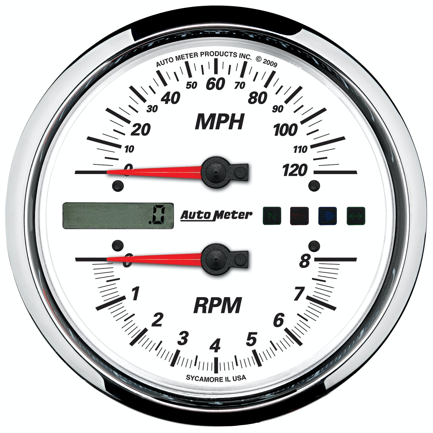 AutoMeter Products 19467 Tachometer/Speedometer Gauge, White-Pro Cycle 4 1/2, 8K RPM/120 MPH