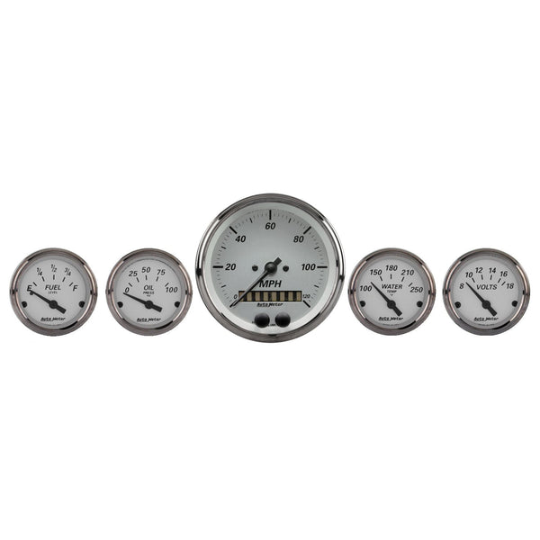 AutoMeter Products 1950 Gauge Kit, 5 Pc., 3 3/8 and 2 1/16, Gps Speedometer, American Platinum