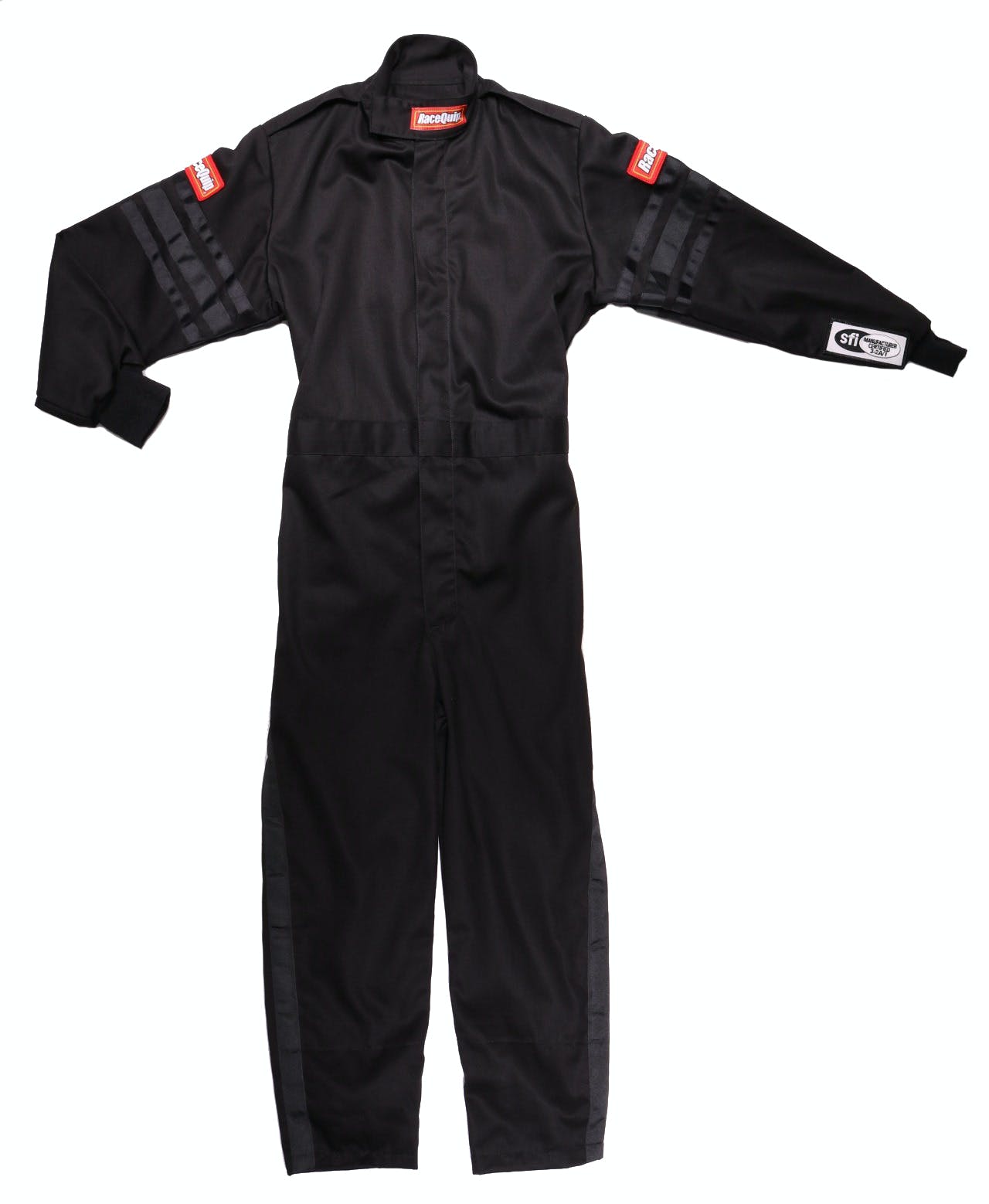 RaceQuip 1959991 SFI-1 Pyrovatex One-Piece Single-Layer Youth Racing Fire Suit (Black/Blue-XS)
