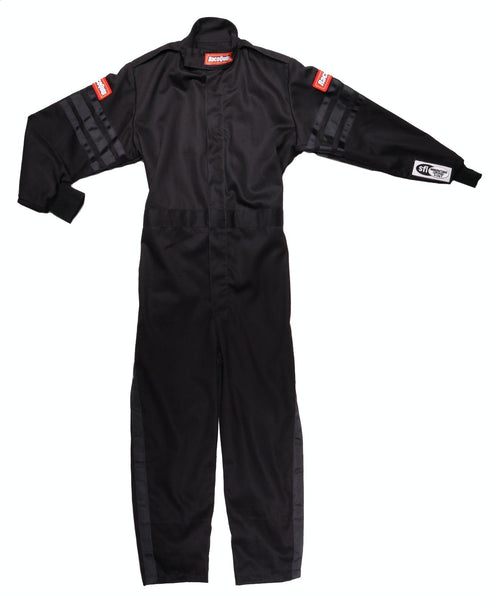 RaceQuip 1959993 SFI-1 Pyrovatex One-Piece Single-Layer Youth Racing Fire Suit (Black/Blue-M)