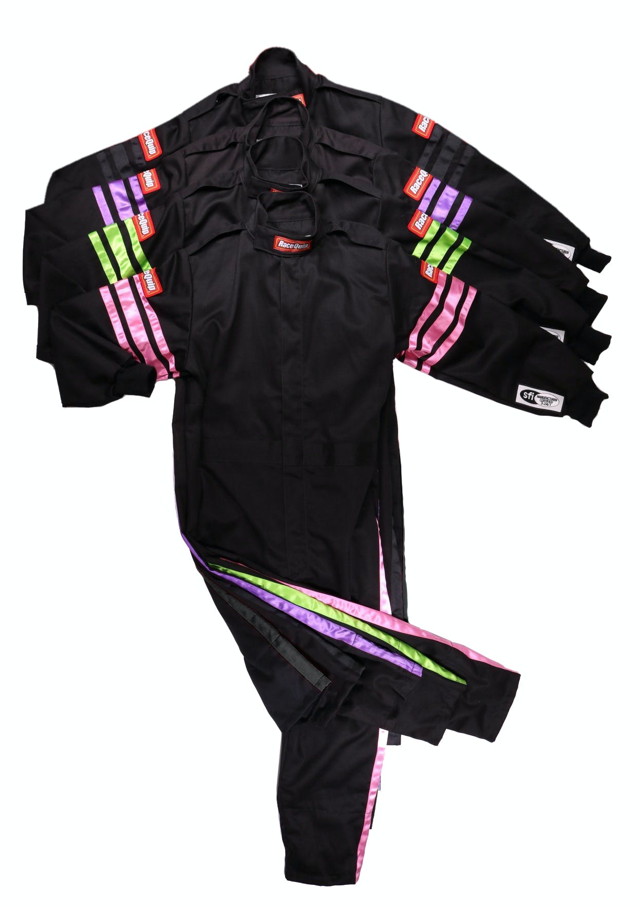 RaceQuip 1950591 SFI-1 Pyrovatex One-Piece Single-Layer Youth Racing Fire Suit (Black/Purple-XS)
