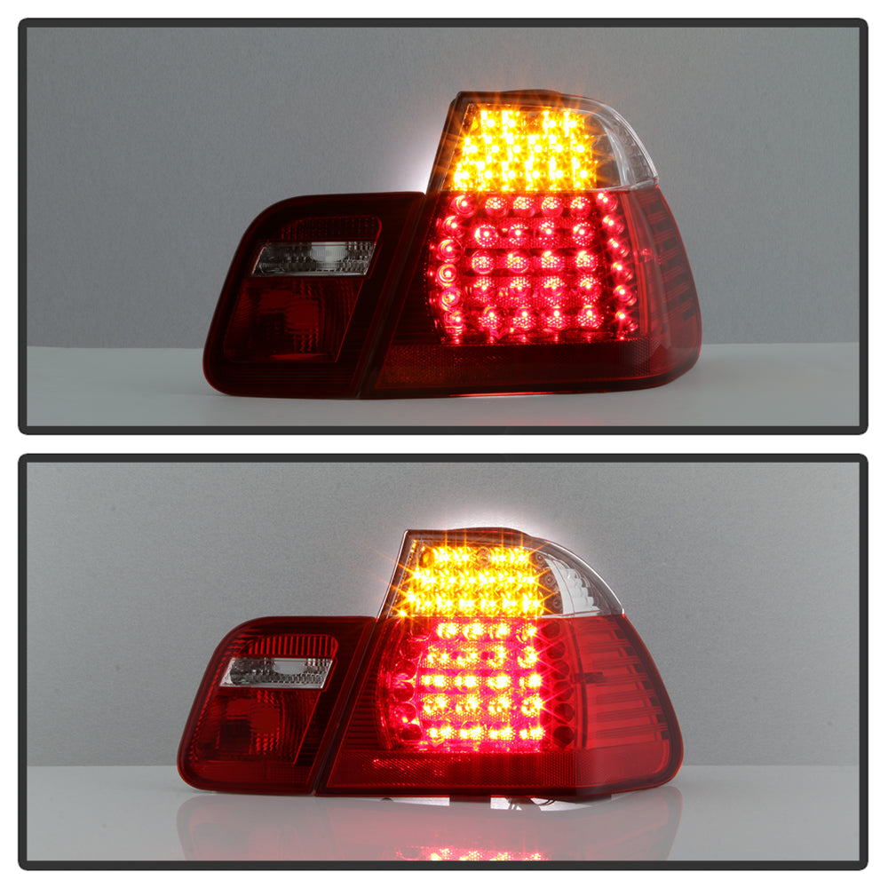 XTUNE POWER 9036835 BMW E46 3 Series Sedan 2002 2005 (Does Not Fit Coupe Models) LED Tail Lights Red Clear