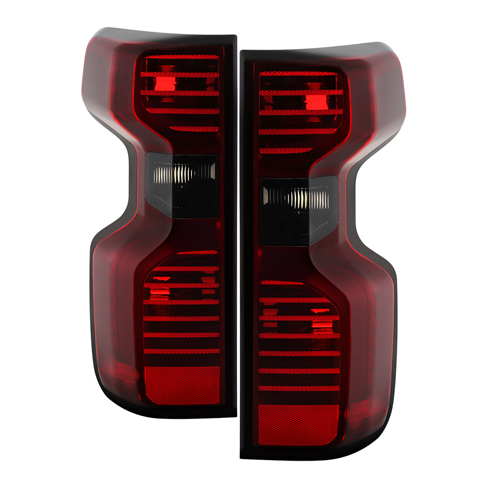 XTUNE POWER 9950810 Chevy Silverado 19 21 1500 2500HD 3500 HD 20 21 Halogen Tail Lights Signal 7443(Not Included) ; Reverse 921(Not Included) ; Brake 7443(Not Included) OE SET Red Smoke