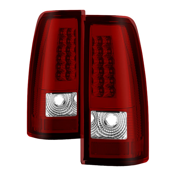 XTUNE POWER 9036828 Chevy Silverado 1500 2500 3500 03 06 and 2007 Silverado Classic Light Bar Style LED Tail Lights Red Clear