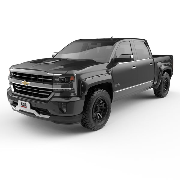 EGR Traditional Bolt-on look Fender Flares 14-18 Chevrolet Silverado 1500 Short Box Only Painted to Code Black set of 4