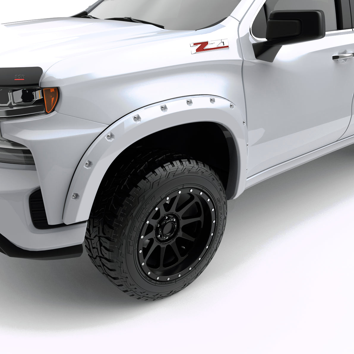 EGR Traditional Bolt-on look Fender Flares 19-22 Chevrolet Silverado 1500 Painted to Code Summit White set of 4