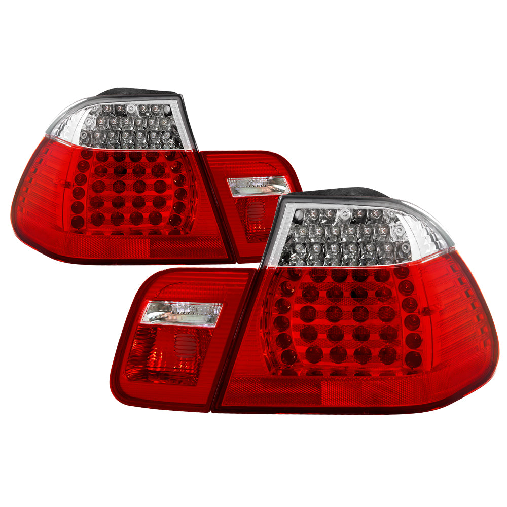 XTUNE POWER 9036835 BMW E46 3 Series Sedan 2002 2005 (Does Not Fit Coupe Models) LED Tail Lights Red Clear