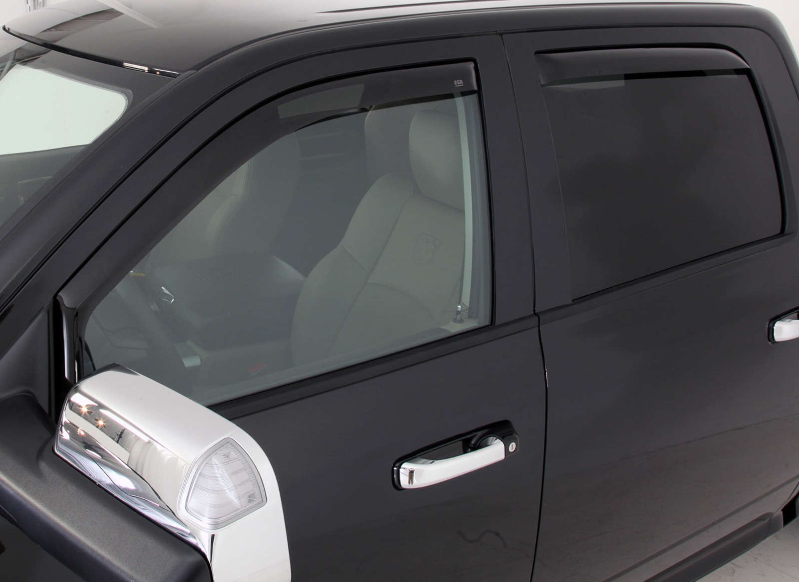 EGR in-channel window visors front & rear set dark smoke Extended Cab 11-18 Ram 1500 19-21 Ram 1500 Classic 09-10 Dodge Ram 1500