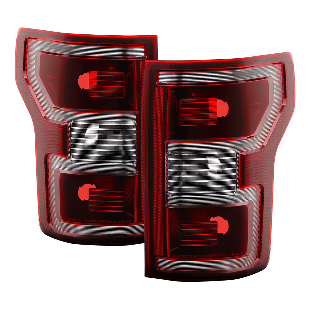 XTUNE POWER 9950872 Ford F150 18 20 Halogen (No Blindsport) Tail Light Signal 3157(Not Included) ; Reverse 3157(Not Included) ; Brake 3157(Not Included) SET Dark Red Smoke