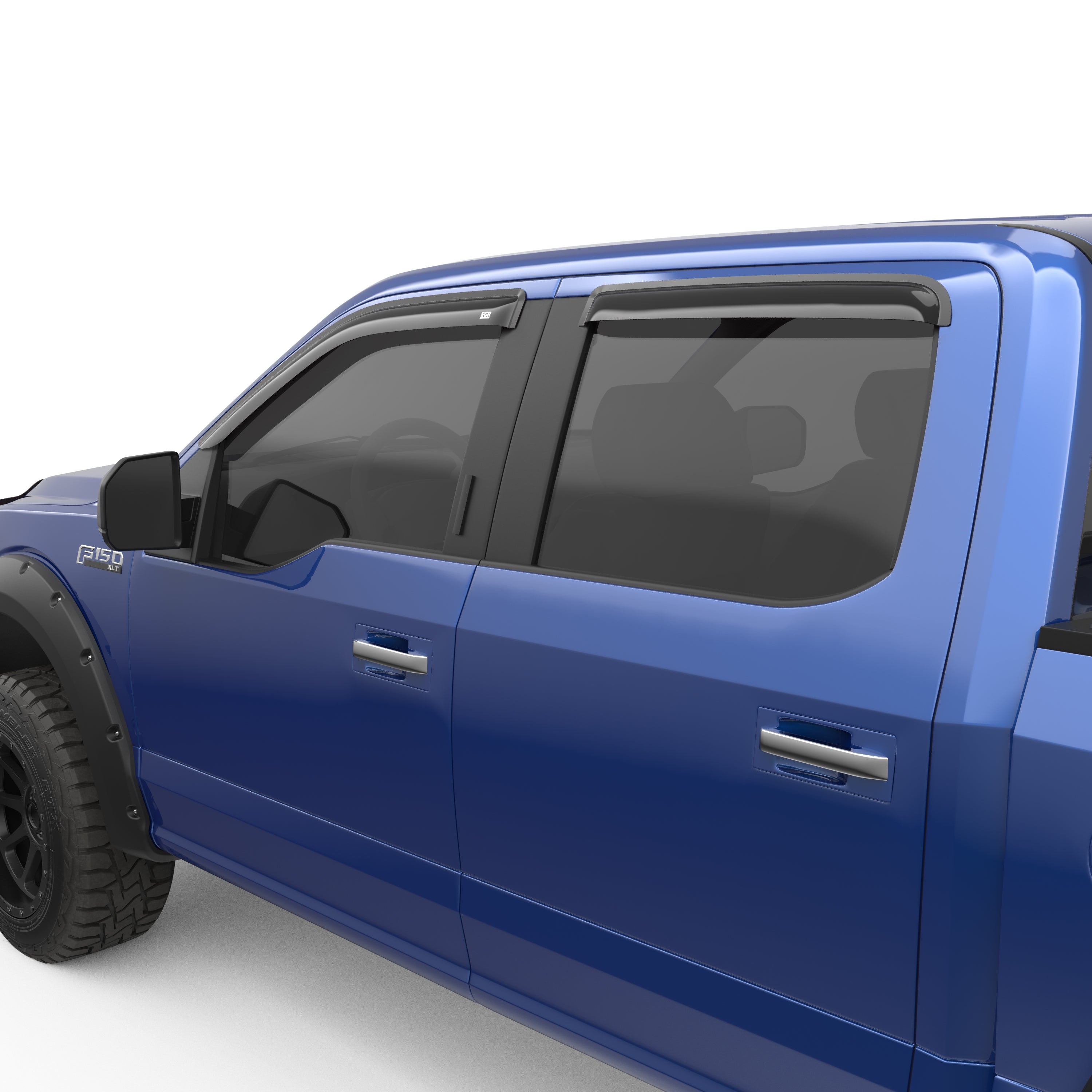 EGR tape-on window visors front & rear set dark smoke Extended Cab 15-22 Ford F-150 17-22 Ford F-250 & F-350 Super Duty