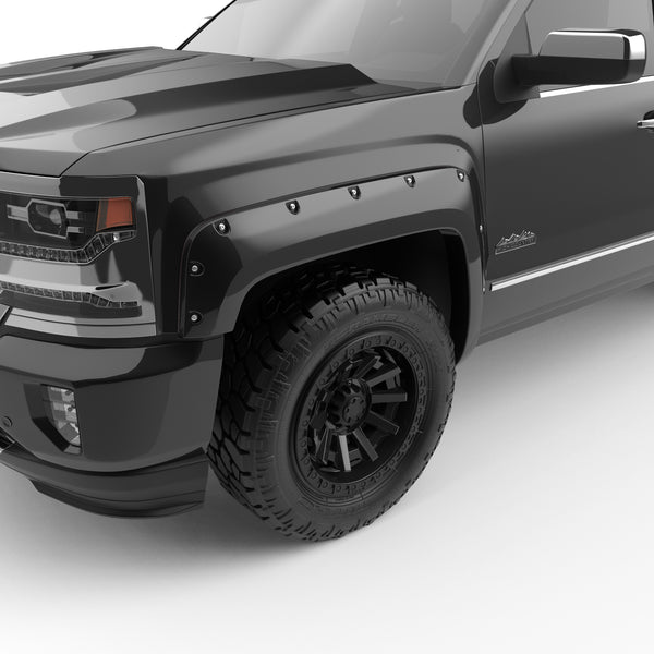EGR Traditional Bolt-on look Fender Flares 14-18 Chevrolet Silverado 1500 Short Box Only Painted to Code Black set of 4
