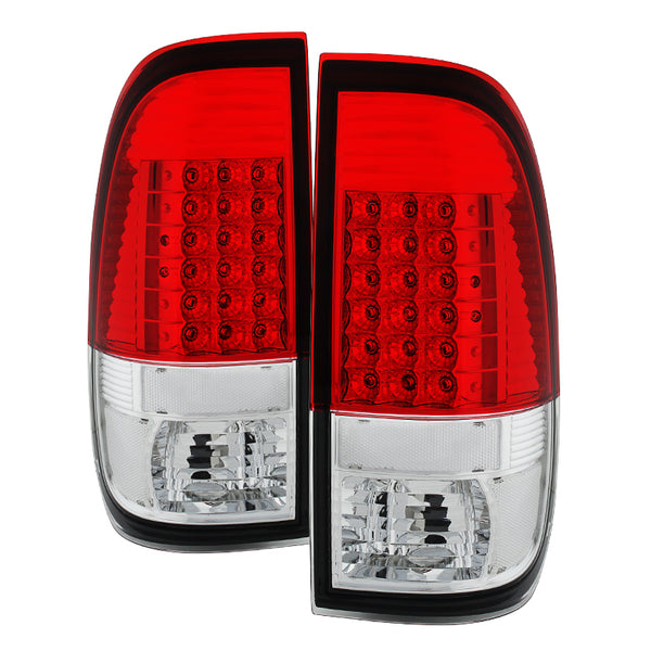 XTUNE POWER 9027666 Ford F150 Styleside 97 03 F250 350 450 550 Super Duty 99 07 LED Tail Lights Red Clear
