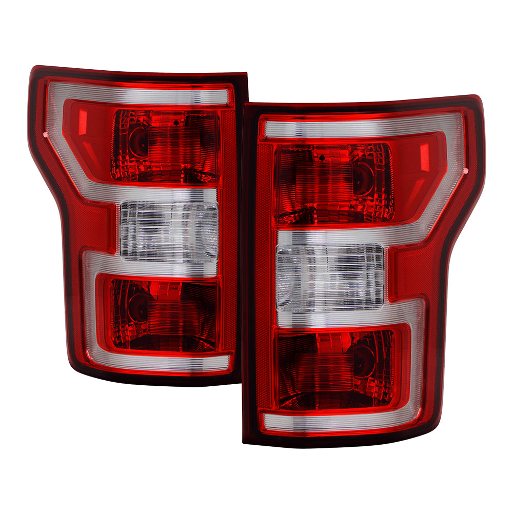 XTUNE POWER 9950889 Ford F150 15 20 Halogen (18 Facelift Fit on 15 Model No Blindsport) Tail Lights Signal 3157(Included) ; Reverse W21W(Included) ; Brake 3157(Included) SET OE Red Clear