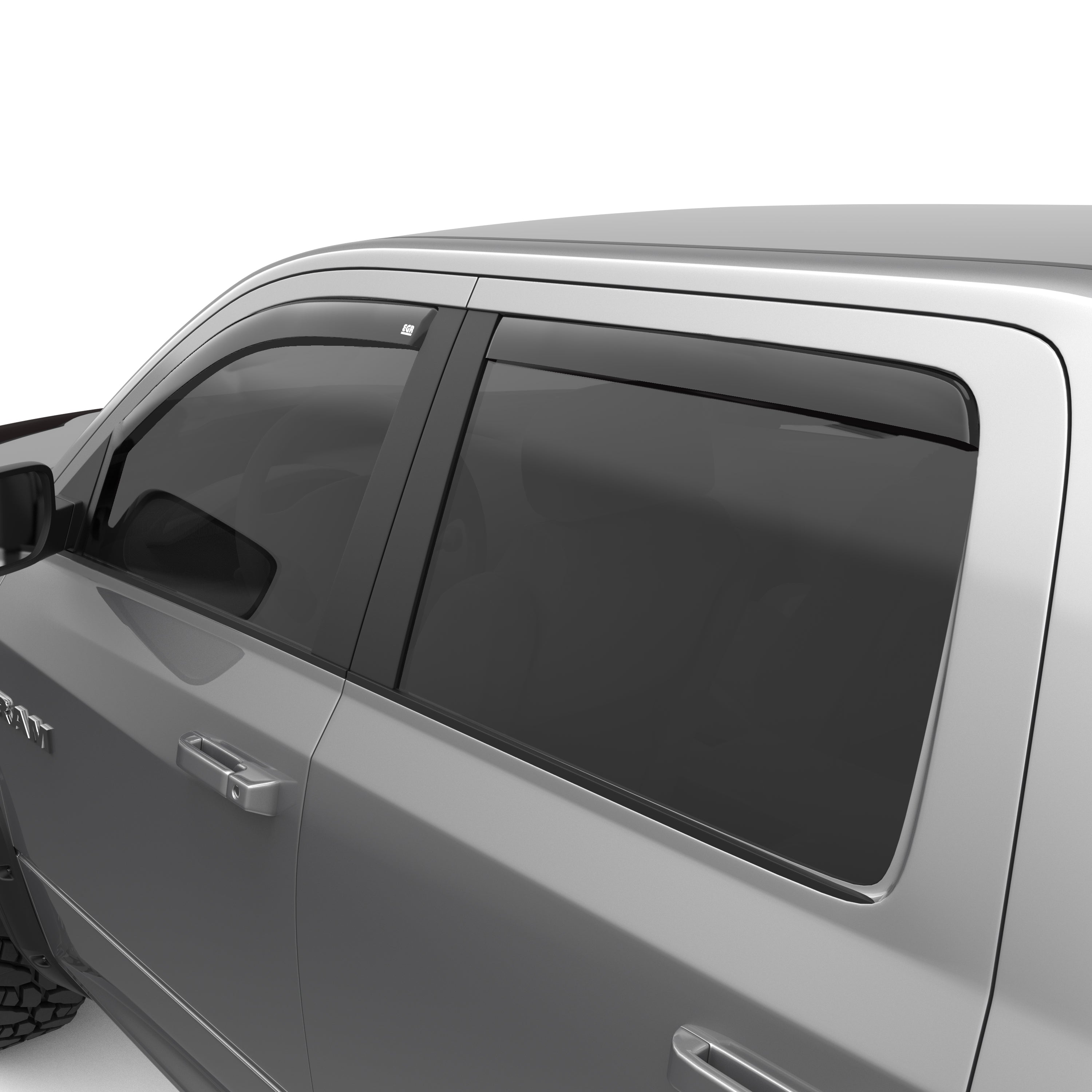 EGR in-channel window visors front & rear set dark smoke Crew Cab 09-18 Dodge Ram 1500 11-18 Ram 2500