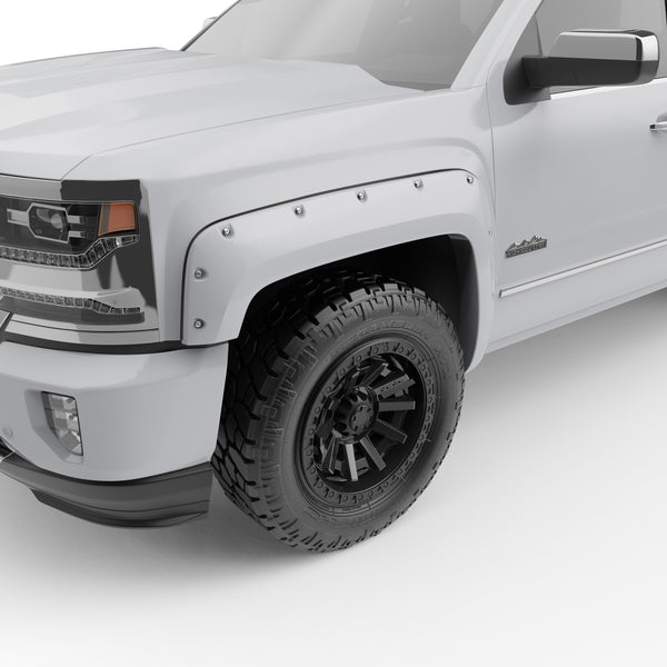 EGR Traditional Bolt-on look Fender Flares 14-18 Chevrolet Silverado 1500 Short Box Only Painted to Code Summit White set of 4