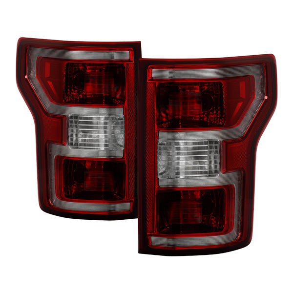 XTUNE POWER 9950896 Ford F150 15 20 Halogen (18 Facelift Fit on 15 Model No Blindsport) Tail Lights Signal 3157(Included) ; Reverse W21W(Included) ; Brake 3157(Included) SET Dark Red Smoke