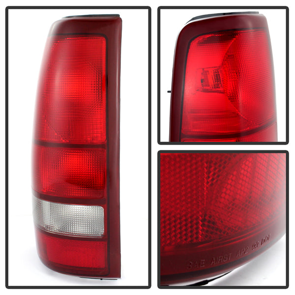 XTUNE POWER 9027185 Chevy Silverado 99 02 GMC Sierra 99 06 6 and 2007 Sierra Classic OE Style Tail Lights Red Clear