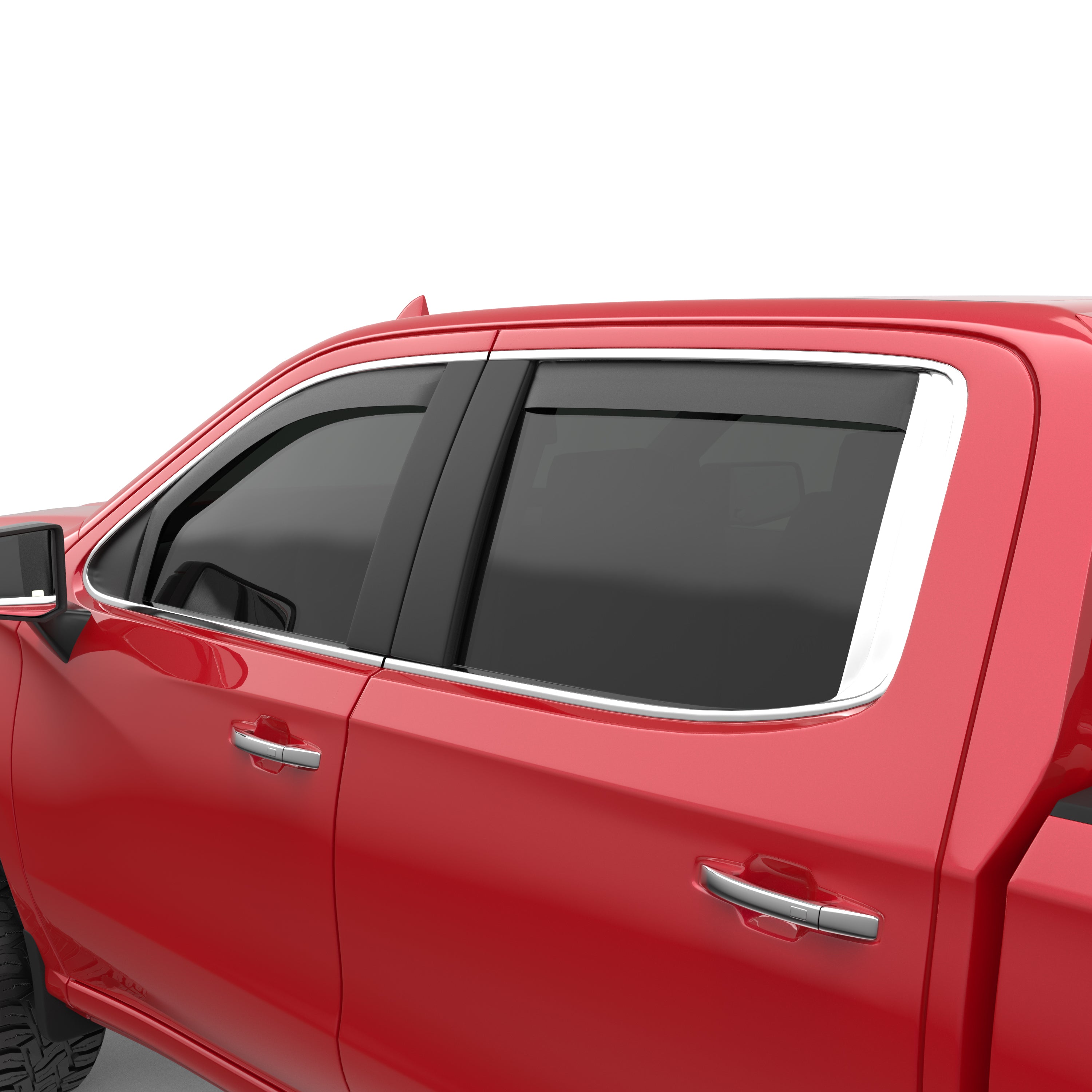 EGR in-channel window visors front & rear set matte black Crew Cab 19-22 Chevrolet Silverado & GMC Sierra 1500