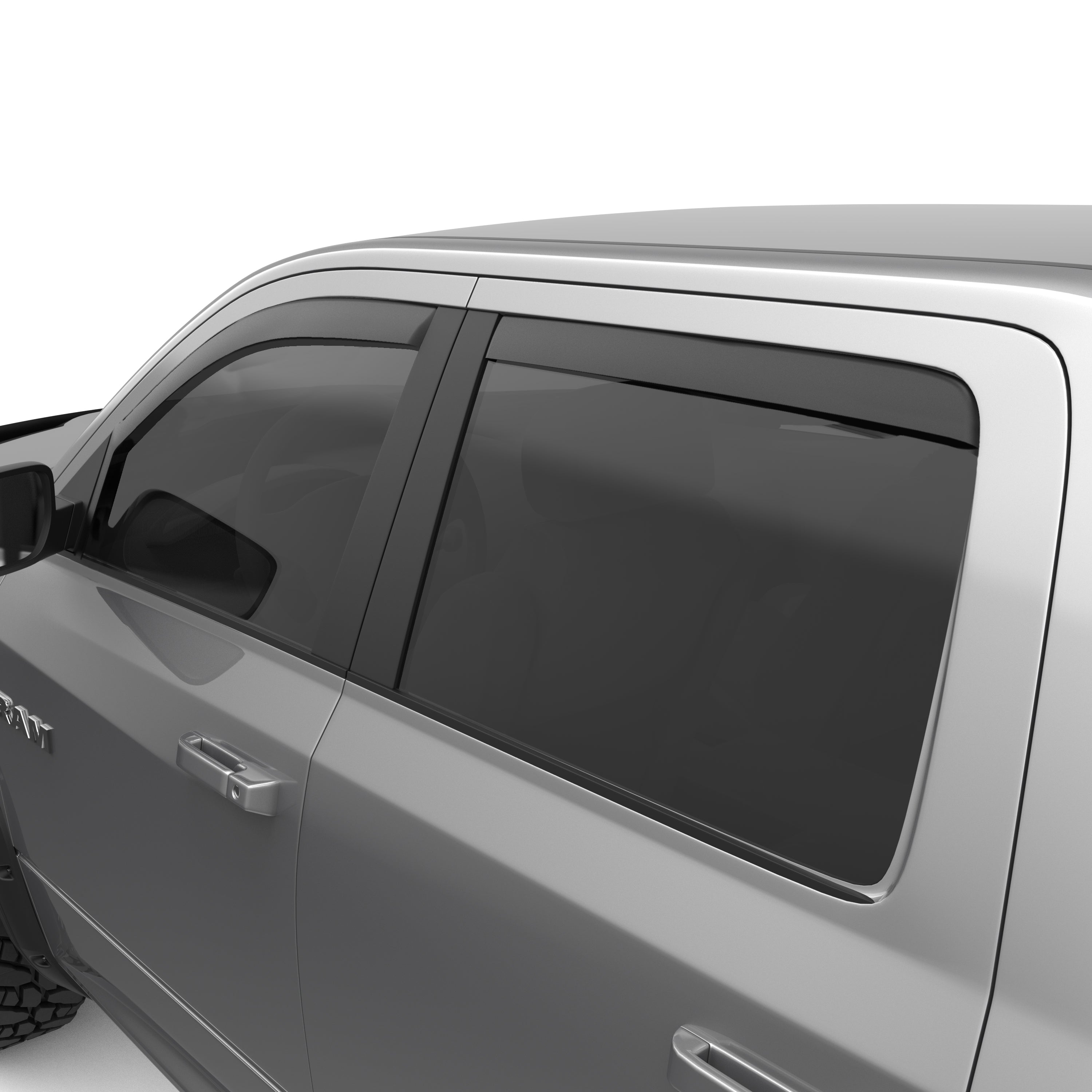 EGR in-channel window visors front & rear set matte black Crew Cab 09-18 Dodge Ram 1500 11-18 Ram 2500