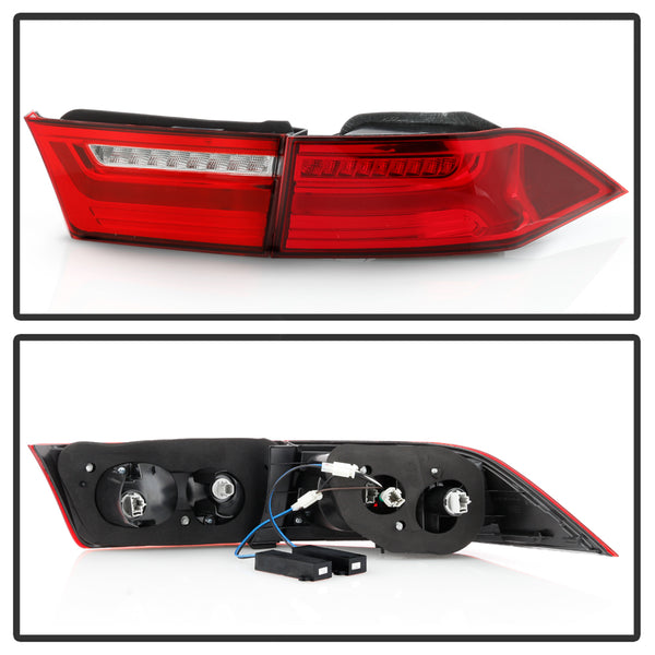 XTUNE POWER 9047527 Acura TSX 2006 2008 Light Bar LED 4pcs Tail Lights Red Clear