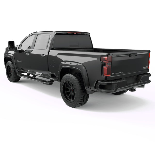 EGR Traditional Bolt-on look Fender Flares 20-22 Chevrolet Silverado 2500HD & 3500HD Painted to Code Black set of 4