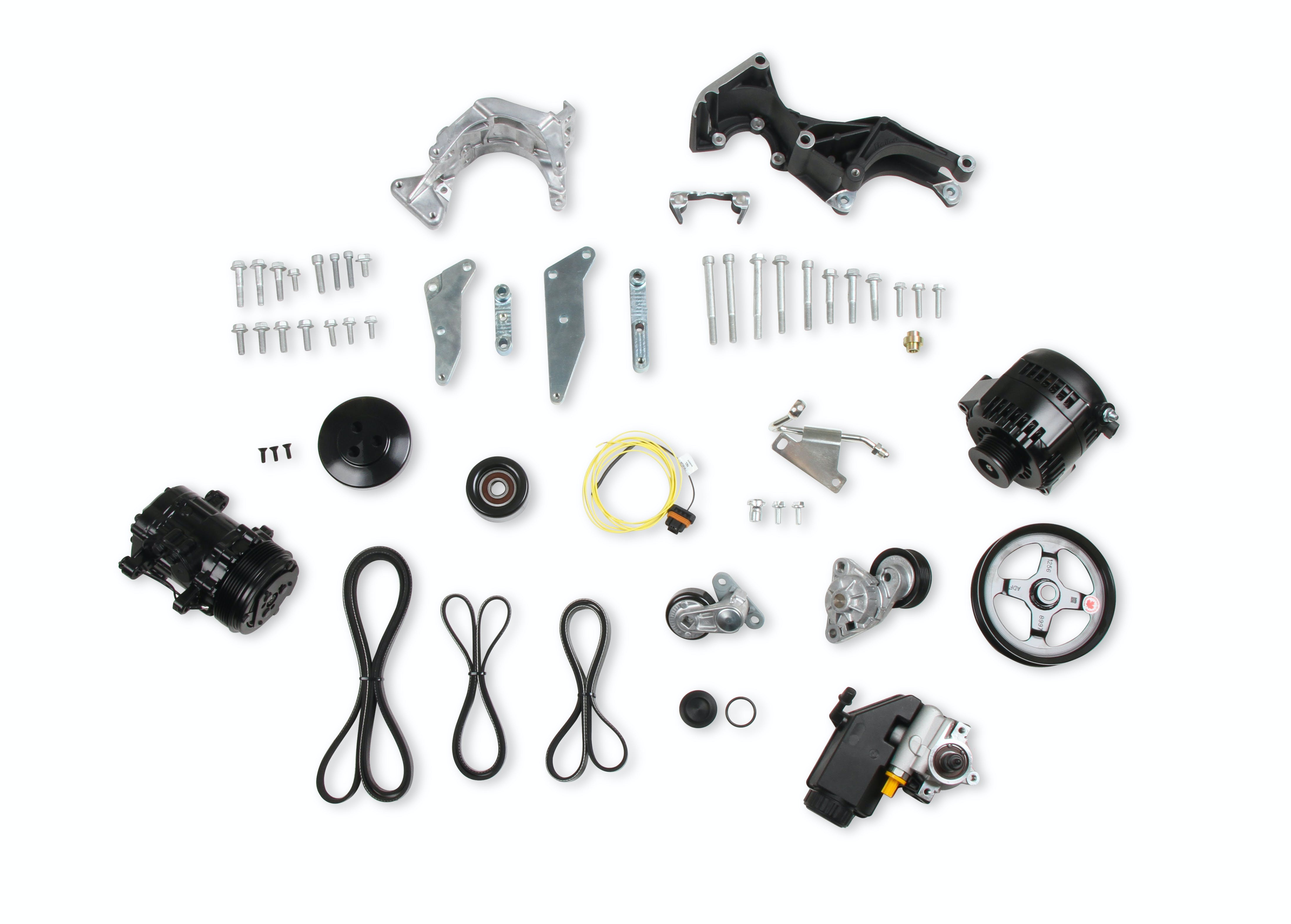 Holley 20-162BK COMP LO PASS A/C BKT KIT, LS, W/SD7-BLAC