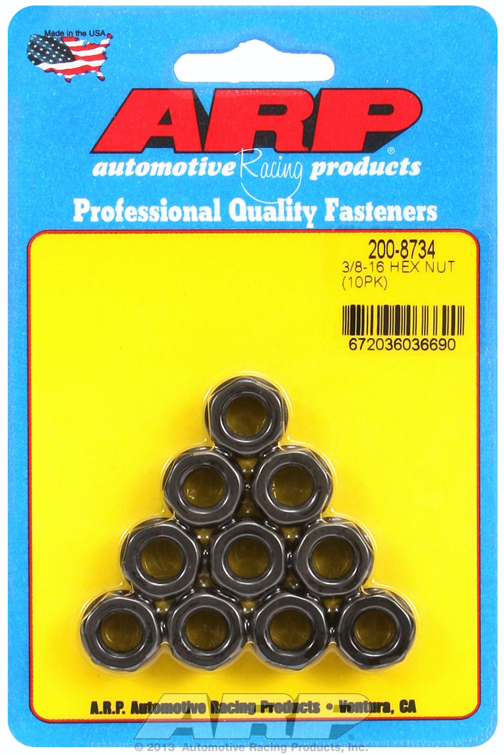 ARP 200-8734 3/8-16 Black Hex Nut Kit