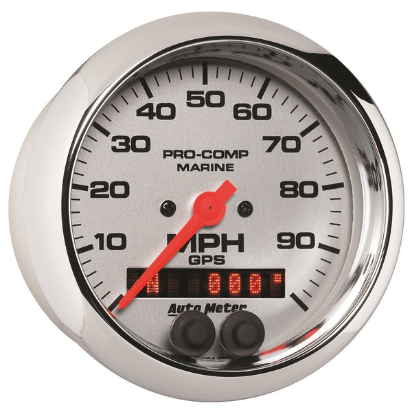 AutoMeter Products 200636-35 Speedometer Gauge, Marine Chrome 3 3/8, 100MPH, GPS