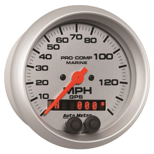 AutoMeter Products 200638-33 Gauge; Speedometer; 3 3/8in.; 140mph; GPS; Marine Silver