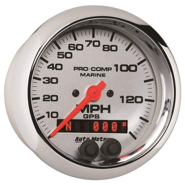 AutoMeter Products 200638-35 Gauge; Speedometer; 3 3/8in.; 140mph; GPS; Marine Chrome