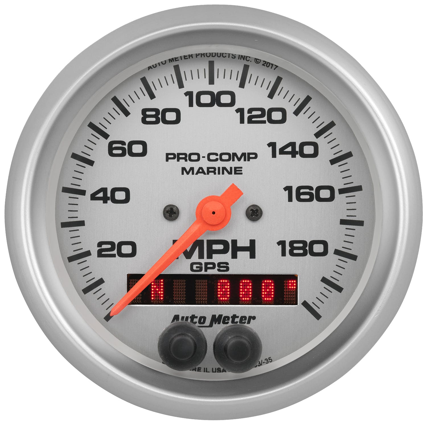 AutoMeter Products 200639-33 Marine Silver Ultra-Lite Speedometer Gauge 3 3/8, 200MPH, GPS