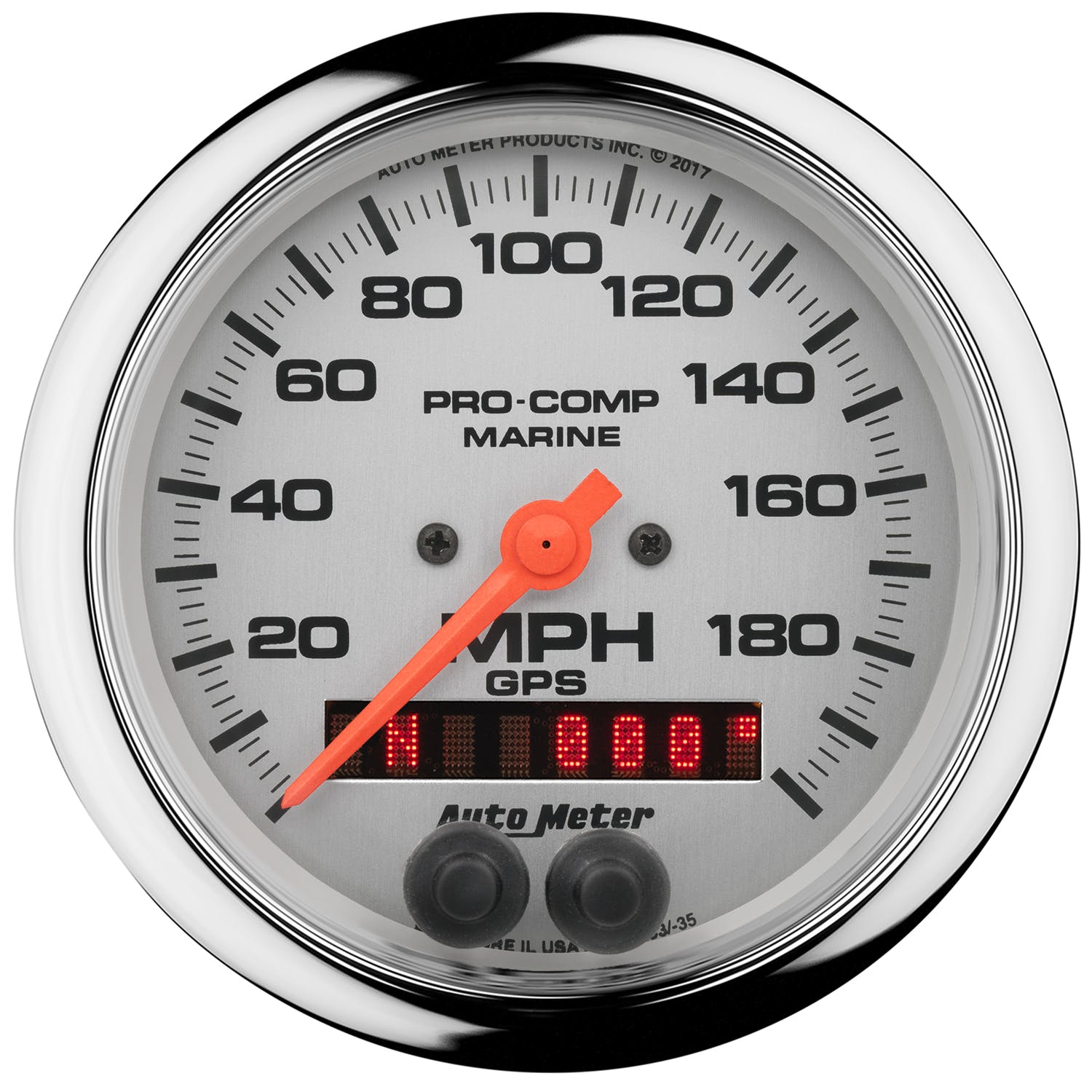 AutoMeter Products 200639-35 Marine Chrome Ultra-Lite Speedometer Gauge 3 3/8, 200MPH, GPS