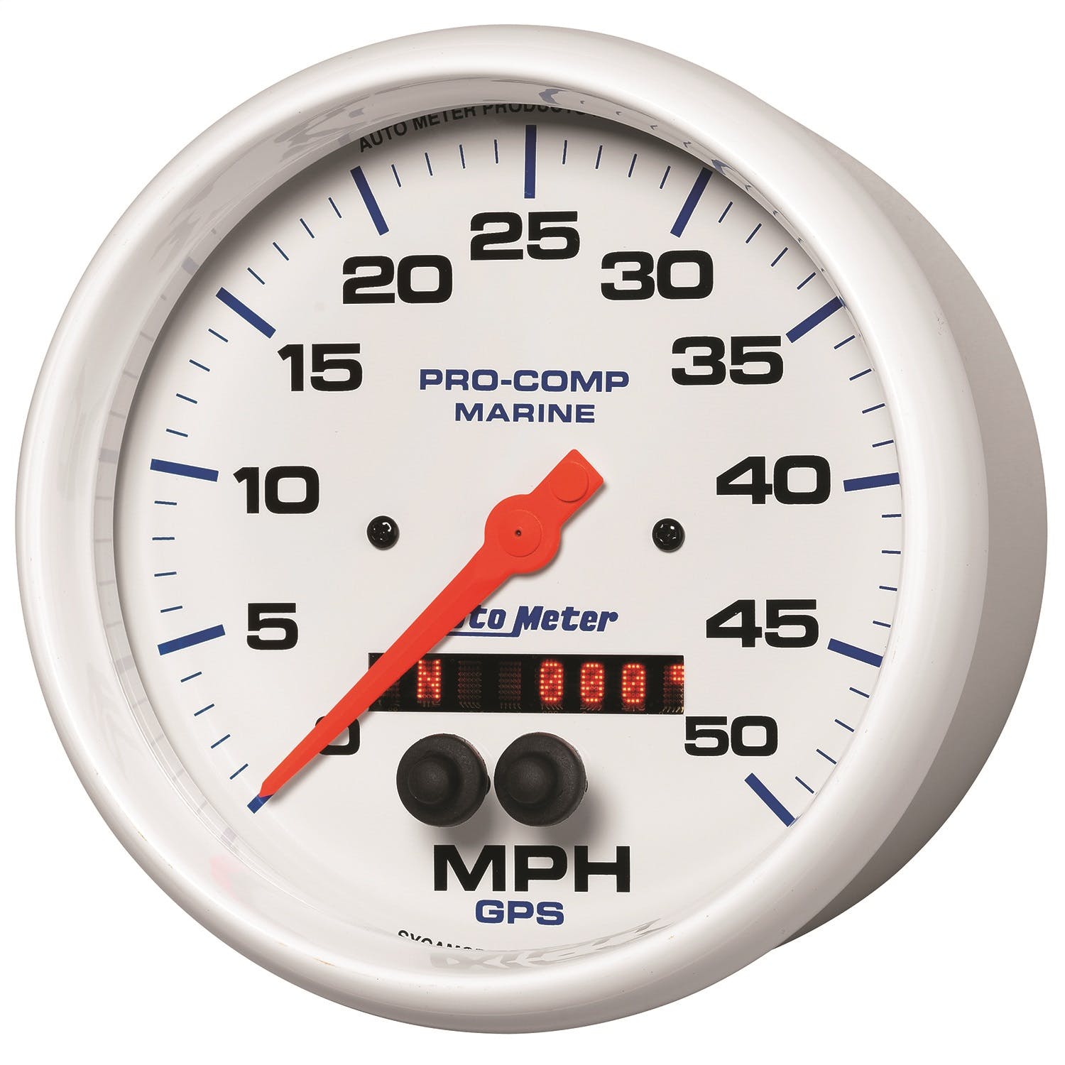AutoMeter Products 200644 Gauge; Speedometer; 5in.; 50mph; GPS; Marine White