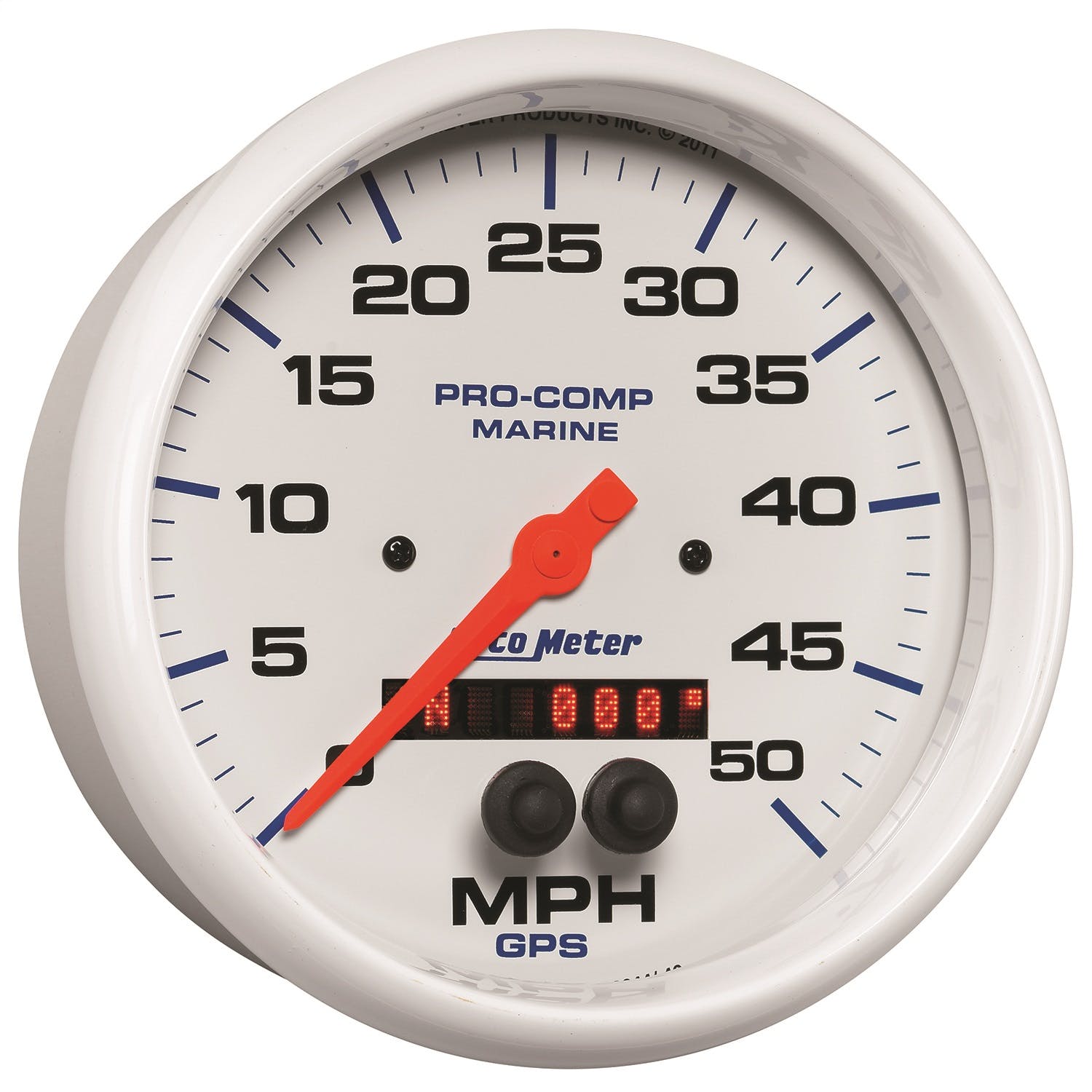 AutoMeter Products 200644 Gauge; Speedometer; 5in.; 50mph; GPS; Marine White