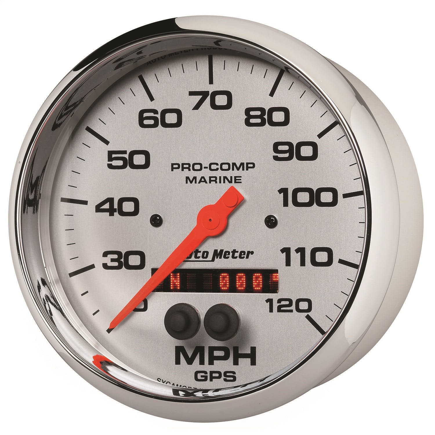 AutoMeter Products 200646-35 Gauge; Speedometer; 5in.; 120mph; GPS; Marine Chrome