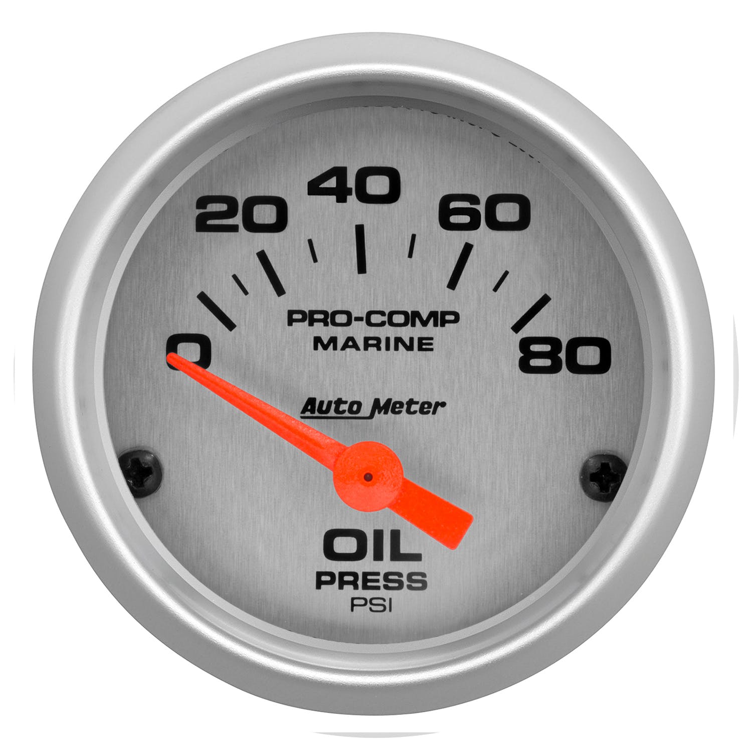 AutoMeter Products 200744-33 Oil Pressure Gauge, Electric-Marine Silver 2 1/16, 80PSI