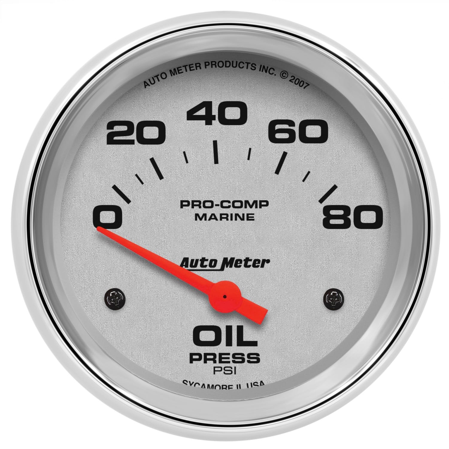 AutoMeter Products 200747-35 Oil Pressure Gauge, Electric-Marine Chrome 2 5/8, 80PSI