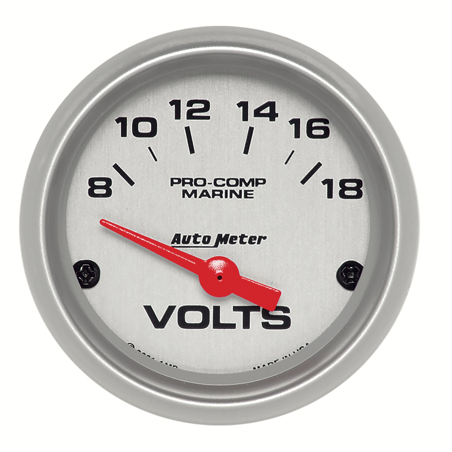AutoMeter Products 200756-33 Gauge; Voltmeter; 2 1/16in.; 18V; Electric; Marine Silver