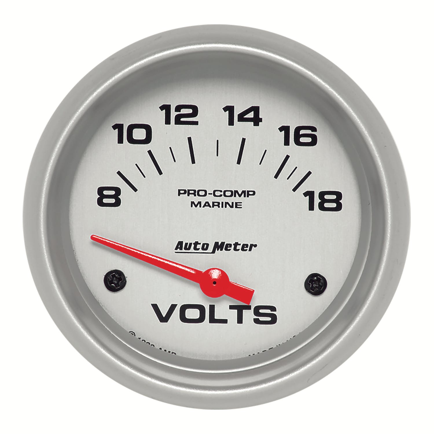 AutoMeter Products 200757-33 Gauge; Voltmeter; 2 5/8in.; 18V; Electric; Marine Silver