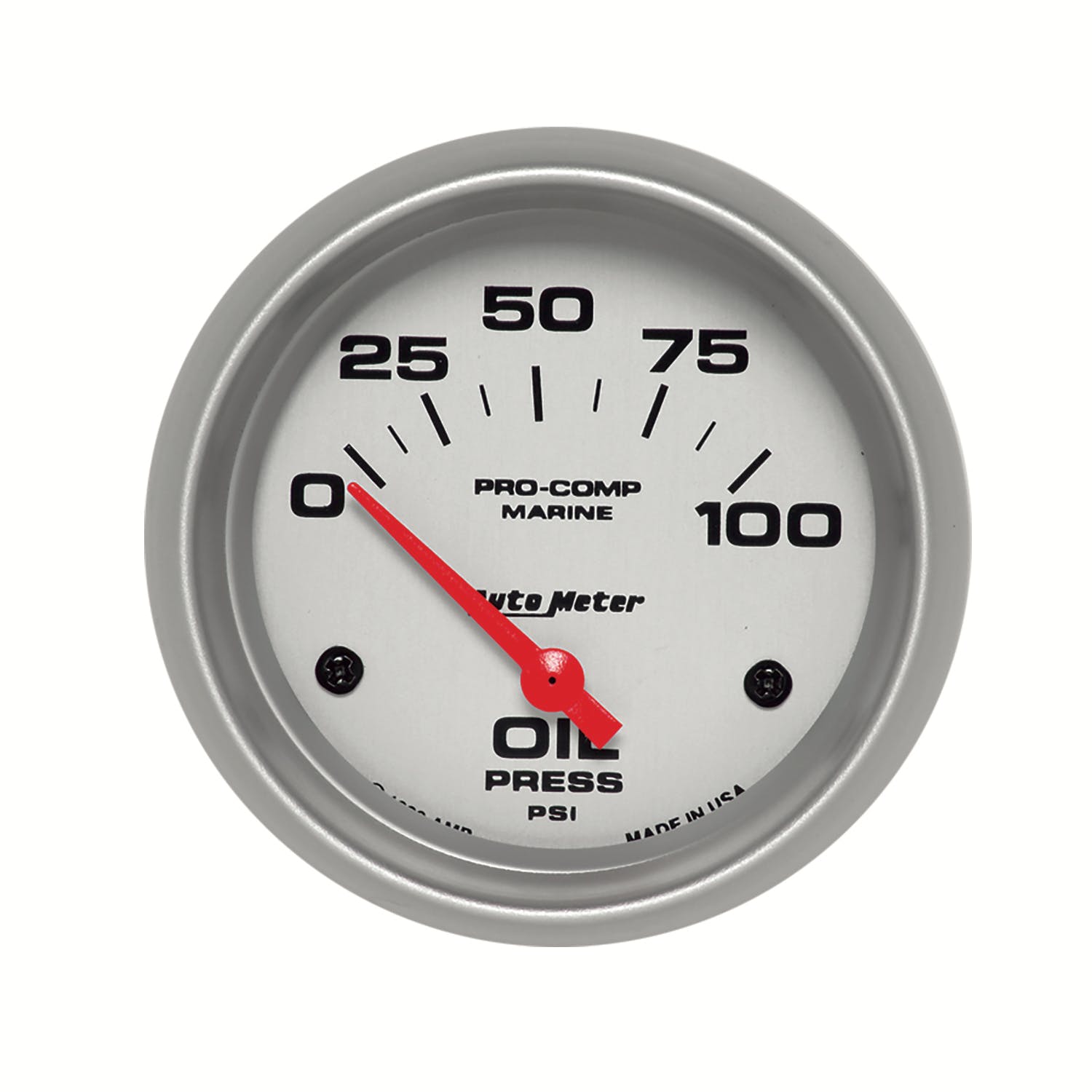 AutoMeter Products 200759-33 Oil Pressure Gauge, Electric-Marine Silver 2 5/8, 100PSI
