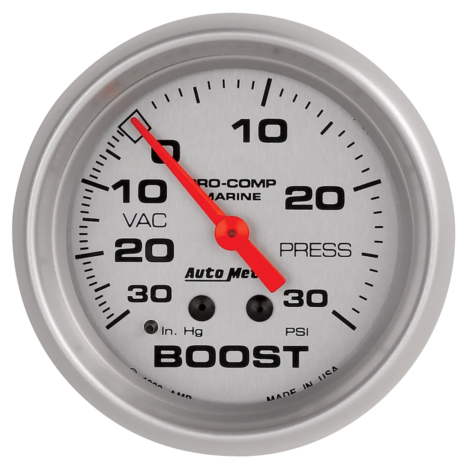 AutoMeter Products 200775-33 Vacuum/Boost Gauge, Mechanical-Marine Silver 2 5/8, 30INHG-30PSI